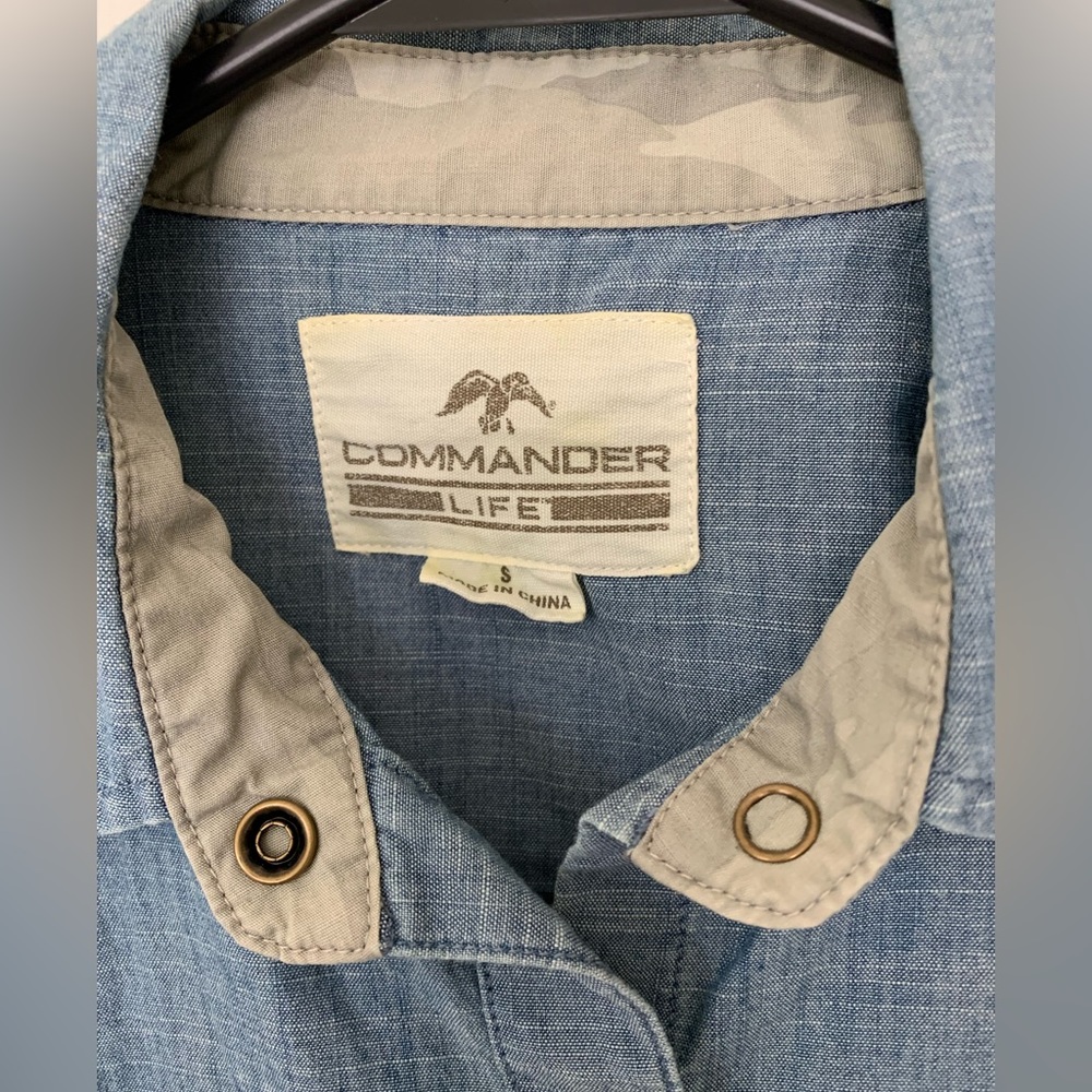 Blue Star-Accent Denim Button-Down Shirt - Picture 2 of 5